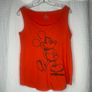 Disney Parks Women’s M Mickey Mouse Beaded Rope Outline Orange Tank Top Shirt